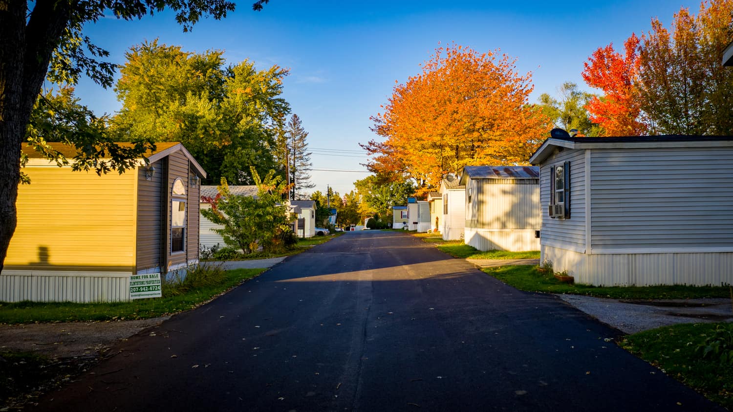 Golden evening light on a community street
